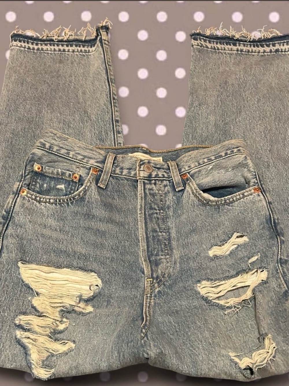 Men's Distressed Light Blue Denim Jeans